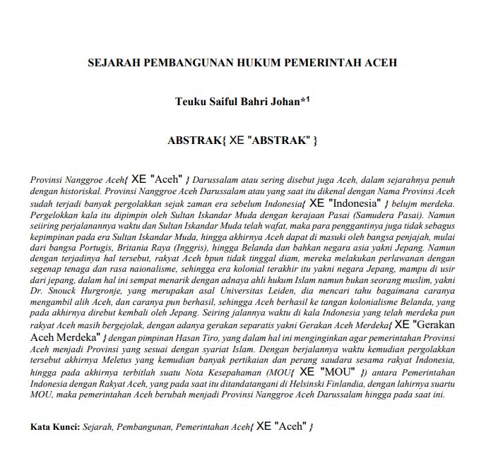 SEJARAH PEMBANGUNAN HUKUM PEMERINTAH ACEH