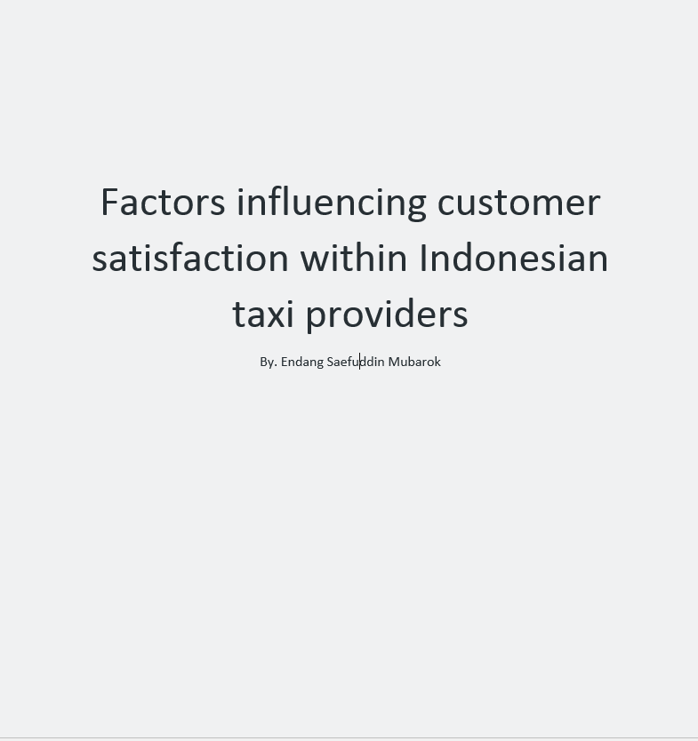 Factors influencing customer satisfaction within Indonesian taxi providers