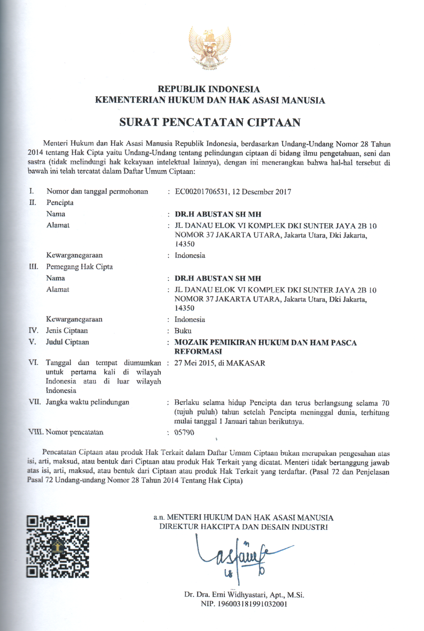 MOZAIK PEMIKIRAN HUKUM DAN HAM PASCA REFORMASI