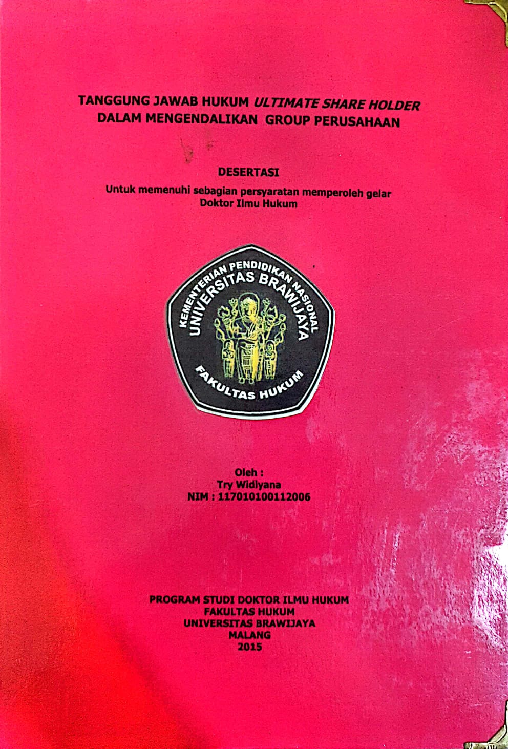 Tanggungjawan hukum Ultimate share holder dalam mengendalikan group perusahaan