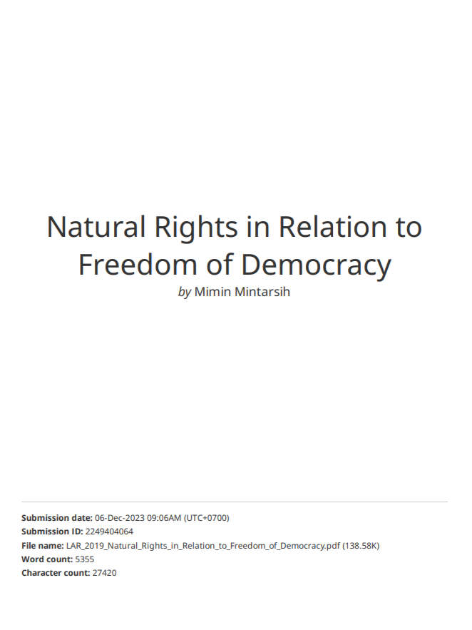 Similarity Check Proceeding Natural Rights in Relation to Freedom of Democracy