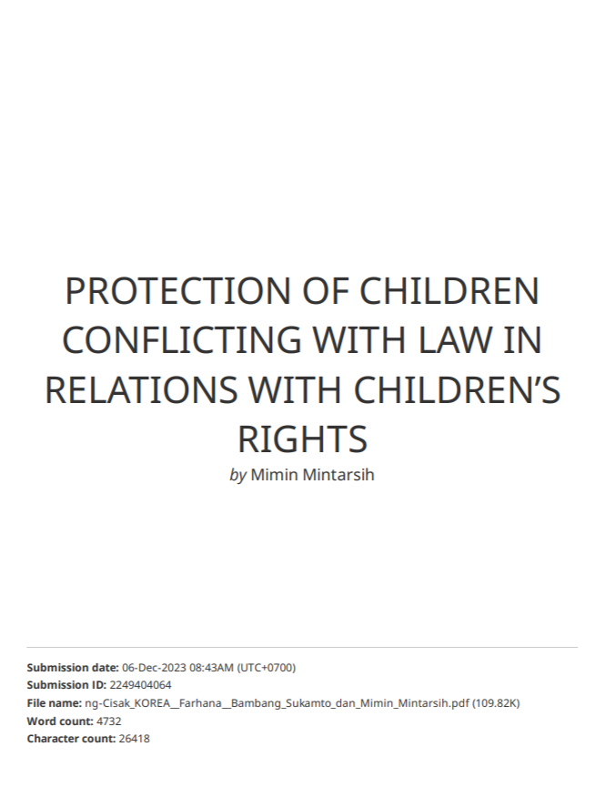 Similarity Check Proceeding PROTECTION OF CHILDREN CONFLICTING WITH LAW IN RELATIONS WITH CHILDRENS RIGHTS
