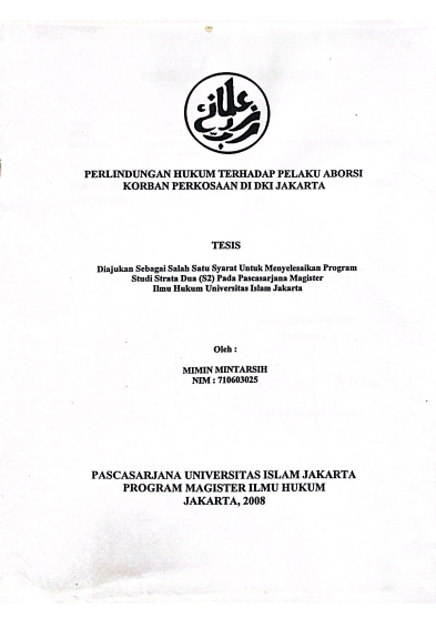 PERLINDUNGAN HUKUM TERHADAP PELAKU ABORSI KORBAN PERKOSAAN DI DKI JAKARTA