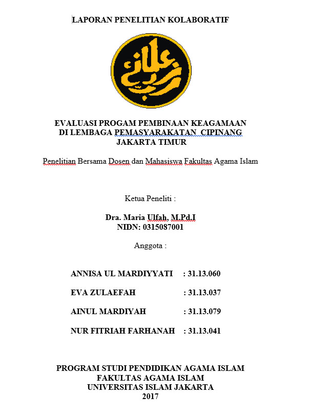 EVALUASI PROGAM PEMBINAAN KEAGAMAAN DI LEMBAGA PEMASYARAKATAN  CIPINANG  JAKARTA TIMUR