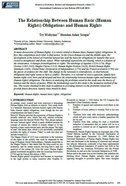 The Relationship Between Human Basic (Human Rights) Obligations and Human Rights